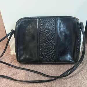 Vintage Black Portofino Leather Shoulder Bag